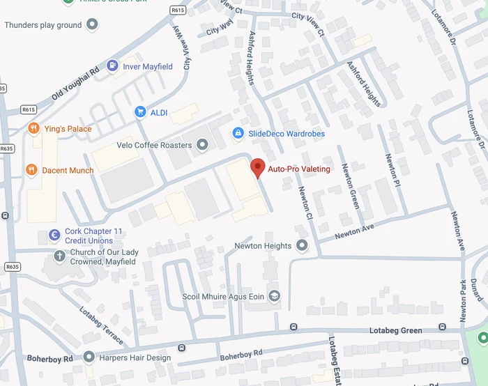 Map showing Auto-Pro Valeting at Unit 8 Mayfield Business Park, Cork